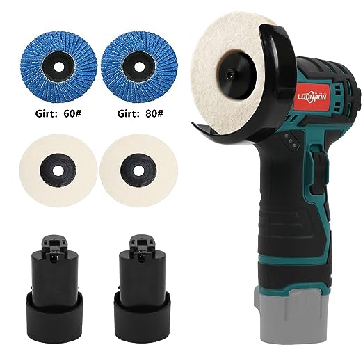 10. JIUNENG Mini Angle Grinder,12V Mini Cordless Angle Grinder with Two Battery, Metal Cutter Machine for Grind,Cut