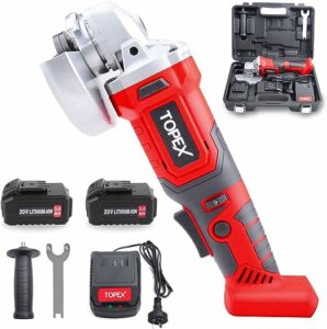 2. TOPEX 20V 125mm Cordless Angle Grinder Tool Kit 3.0Ah w-Battery Charger (Two Batteries