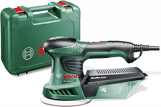3. Bosch 270W Electric Random Orbital Sander Polisher 125 mm, Speed Selection, Includes Sandpaper Sheet and Paper Assistant (PEX 300 AE)