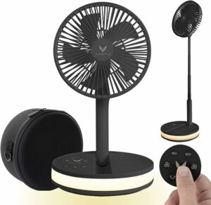 9. VENTY Original Portable Fan - Wireless Battery Operated Fan With 4 Speeds, Remote Control, Oscillation, & LED Lighting, Travel Rechargeable Fan & Power Bank USB-C Ports, Camping Fan (Black with Case)