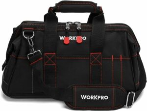 1. WORKPRO 16-inch Close Top Wide Mouth Tool Storage Bag with Water Proof Rubber Base, W081022A, 16