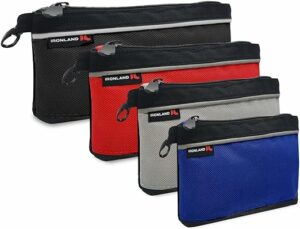 2. Utility Bag, Zipper Tool Bags Waterproof Heavy Duty in Blue, Grey, Red, Black, 7.5,9,10,12-inches, 1680D, 4 Pieces Tool Bags, ZIP-ZPS-002