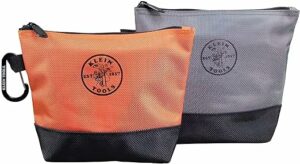 3. Klein Tools Zippered Tool Bags, Professional Stand-Up Tool Pouch 2-Pack, 165 mm Tall (Orange Bag) & 191 mm (Grey Bag)