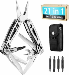 4. WETOLS Multitool, 21-in-1 Hard Stainless Steel Multitool, Foldable & Self-Locking, Multi-pliers Used as Knife, Bottle Opener, Screwdriver, Sickle etc, Gifts for Men WE-182