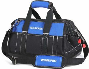 8. WORKPRO 16-inch Wide Mouth Tool Bag with Water Proof Molded Base